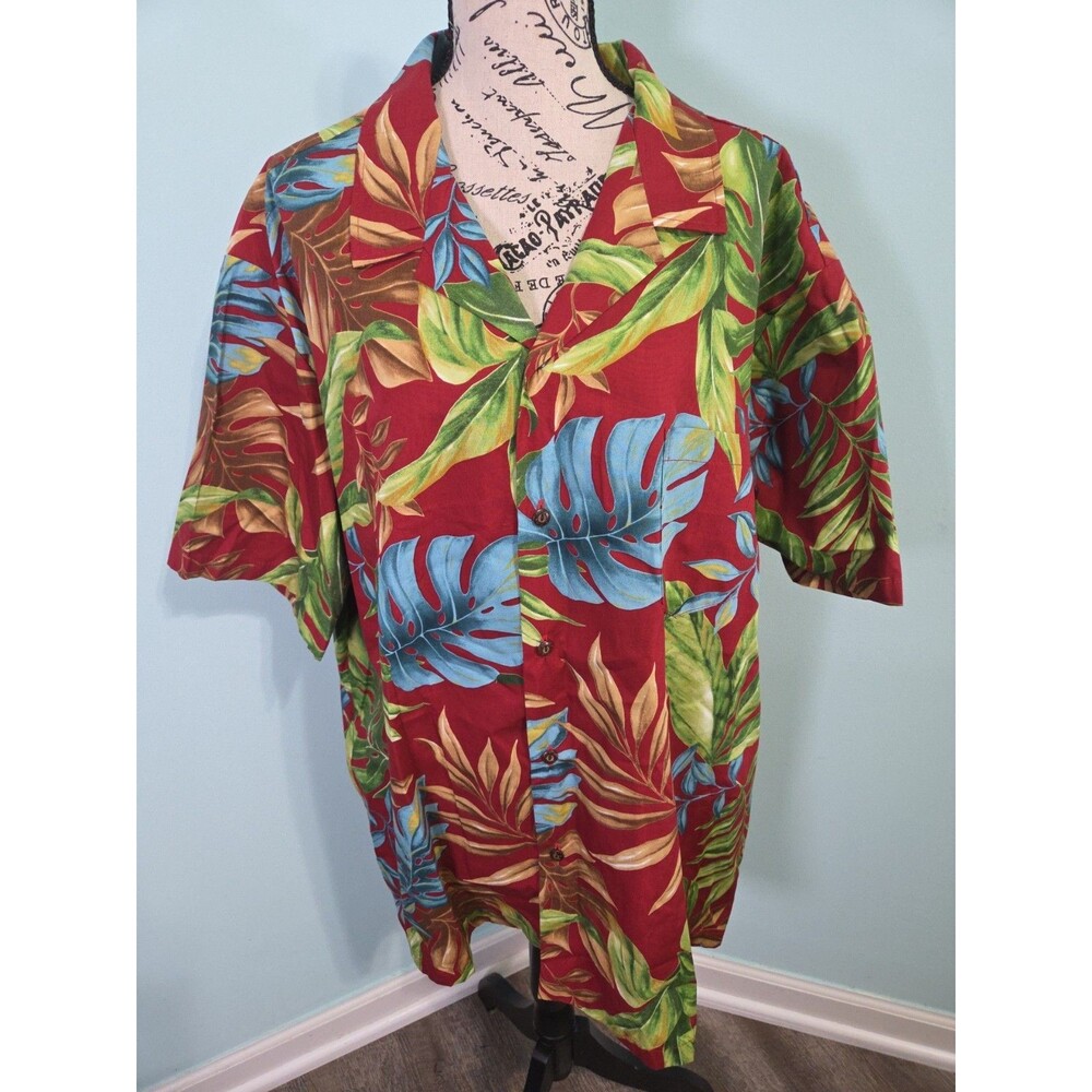 Island Reserve Hawaiian Shirt Mens 2xl Foliage Cotton Beach Vacation